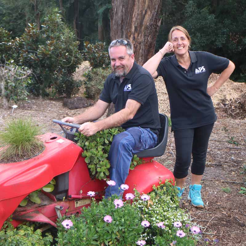 James-Rose-tractor-800 General Manager and Sales Manager having fun